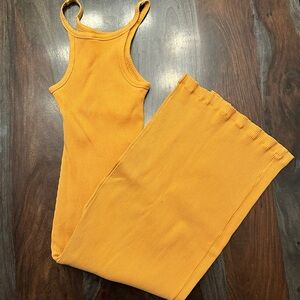 Ribbed Yellow Midi Dress